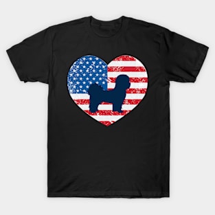 American Flag Heart Love Shih Tzu Usa Patriotic 4Th Of July T-Shirt